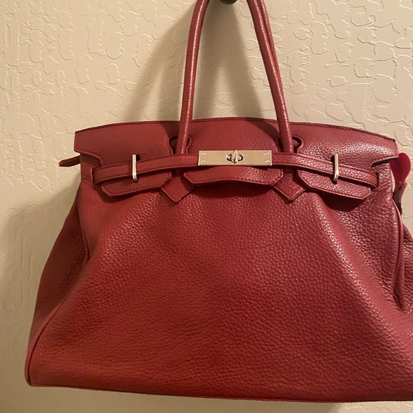 Carla Mancini Burgundy Leather Handbag - Picture 13 of 14